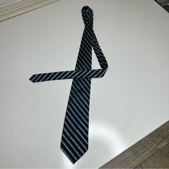 Bruno Piattelli Navy/Orange/Yellow Designer Tie - Picture 7 of 10